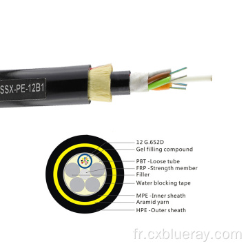 ADSS 24 cœurs Câble fibre optique à mode unique
